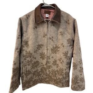 Women's Pendelton Wool Maple Leaf Duck Jacket Calfskin Collar - Large